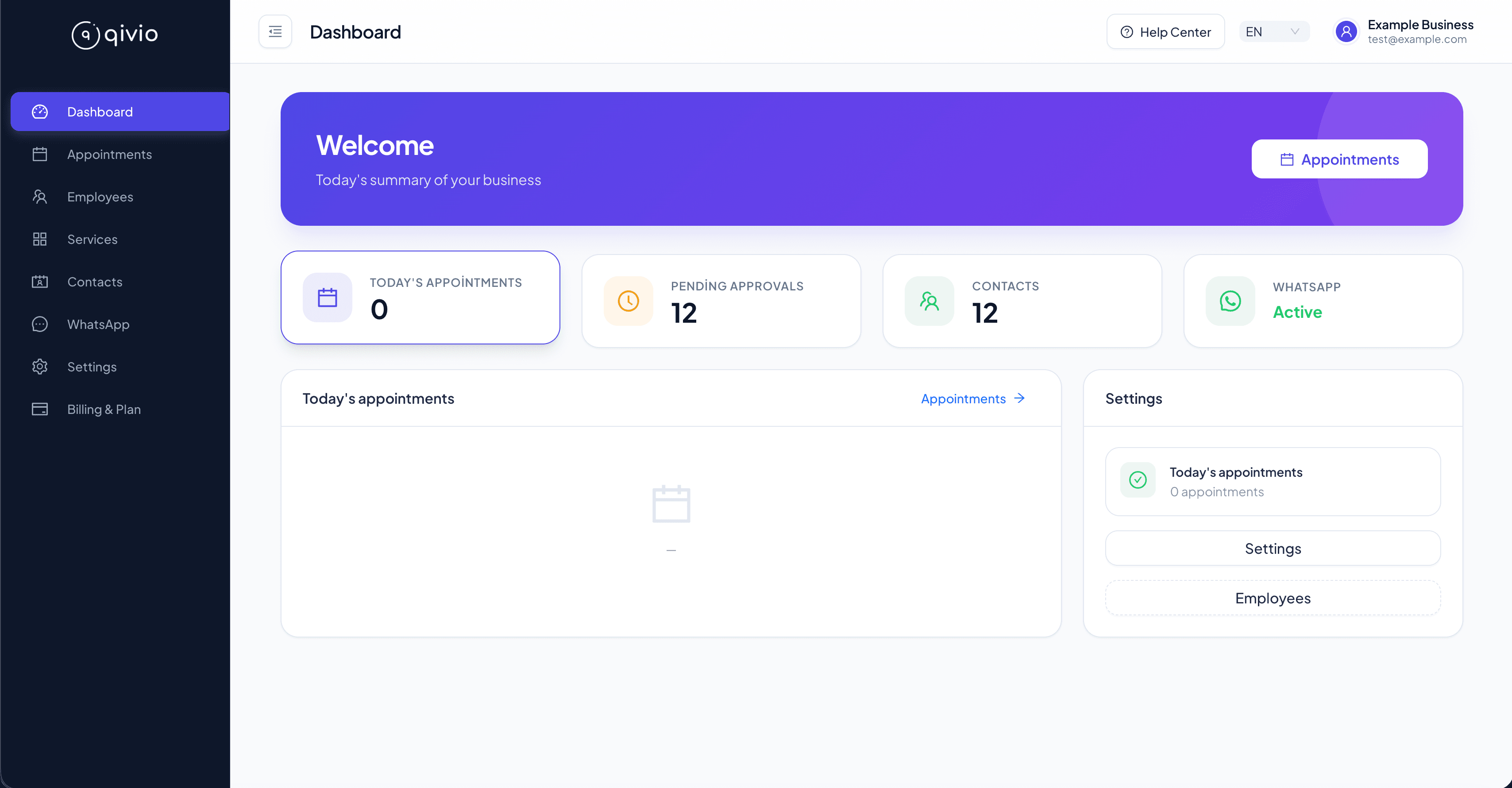 Qivio Dashboard Screen 1